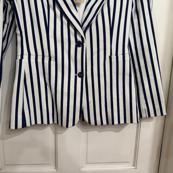 NEW with Tags $595 Alice + Olivia Jacket Navy & White striped sz 8 - Picture 4 of 6